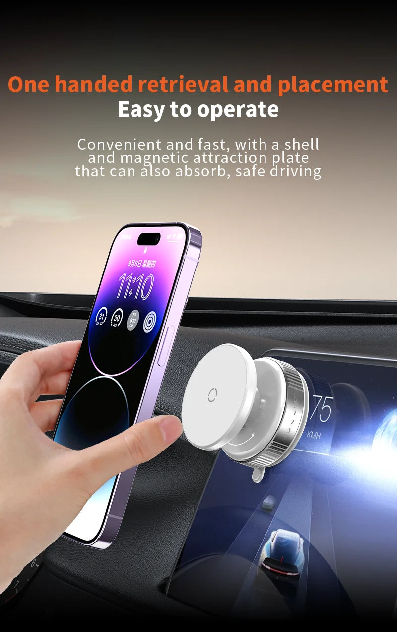K009 Car Phone Holder Mechanical Vacuum Suction Cup Strong Magnetic Adsorption Bracket For Gym Kitchen Car Navigation Stand