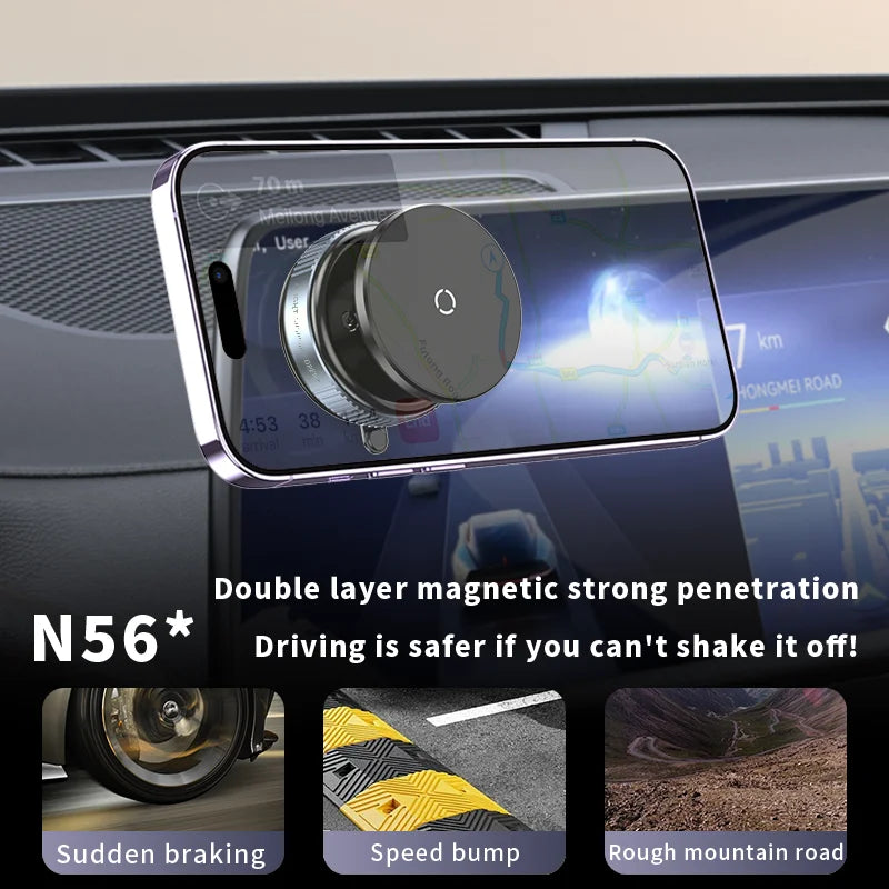 K009 Car Phone Holder Mechanical Vacuum Suction Cup Strong Magnetic Adsorption Bracket For Gym Kitchen Car Navigation Stand