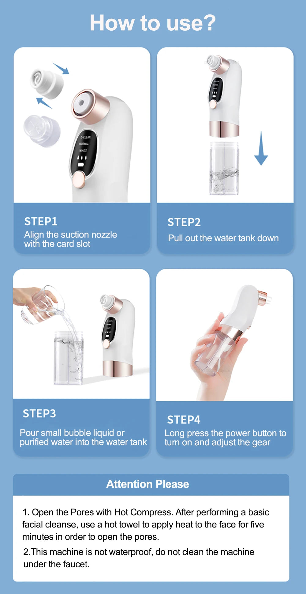 Blackhead Remover Electric Black Head Remover Pore Vacuum Cleaner Micro Small Bubble Rechargeable Water Cycle Black Dot Remove