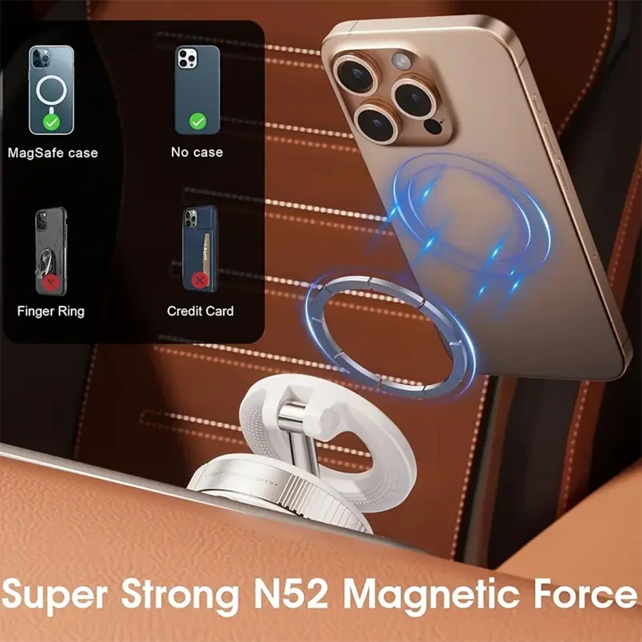 Upgraded 360° Vacuum Magnetic Phone Holder, Magnetic Car Phone Mount, Hands-Free Suction Cup Phone Holder for Car/Gym/Mirror