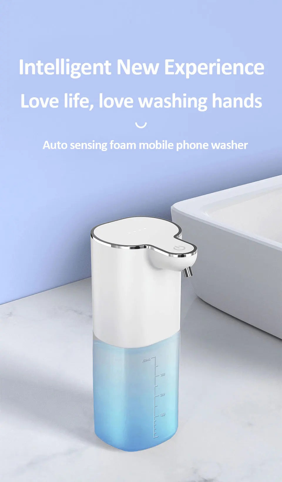 Automatic Soap Dispensers 400ml 4-Gears Adjustable Bathroom Smart Washing Hand Machine USB Rechargeable Touchless Hand Sanitizer