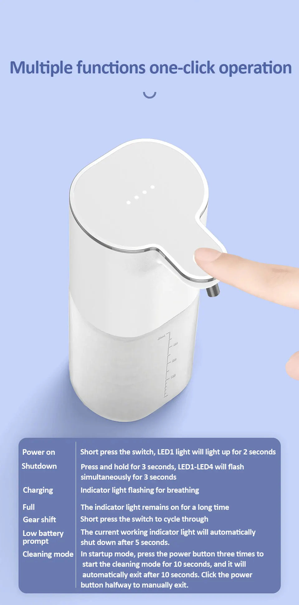 Automatic Soap Dispensers 400ml 4-Gears Adjustable Bathroom Smart Washing Hand Machine USB Rechargeable Touchless Hand Sanitizer