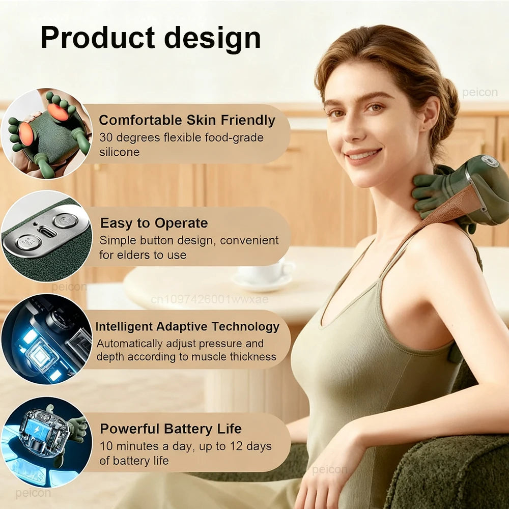 Neck Massager Electric Deep Tissue 4D Kneading Simulated Human Hand Massager for Neck Shoulder Pain Relief Muscle Relax Massager
