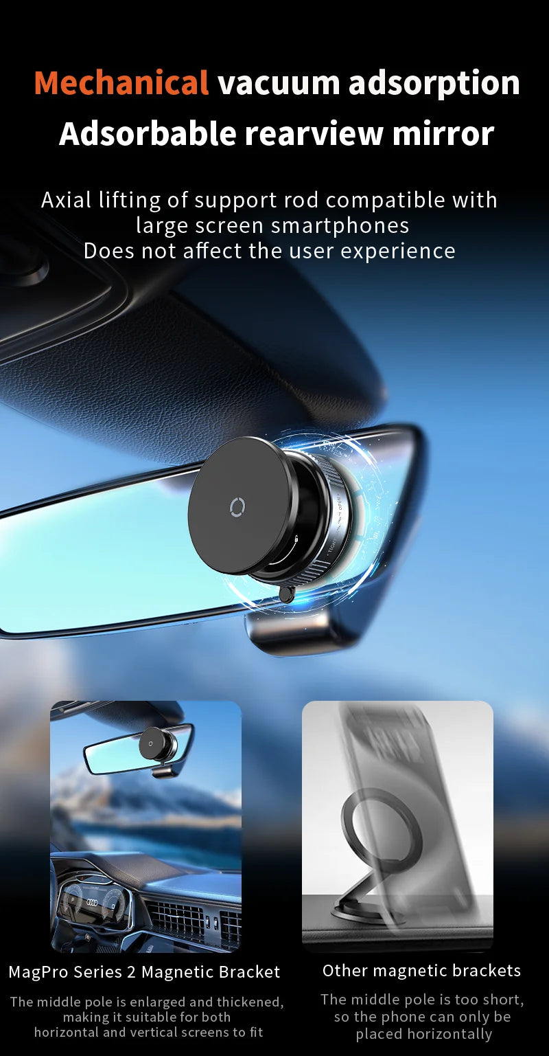 K009 Car Phone Holder Mechanical Vacuum Suction Cup Strong Magnetic Adsorption Bracket For Gym Kitchen Car Navigation Stand