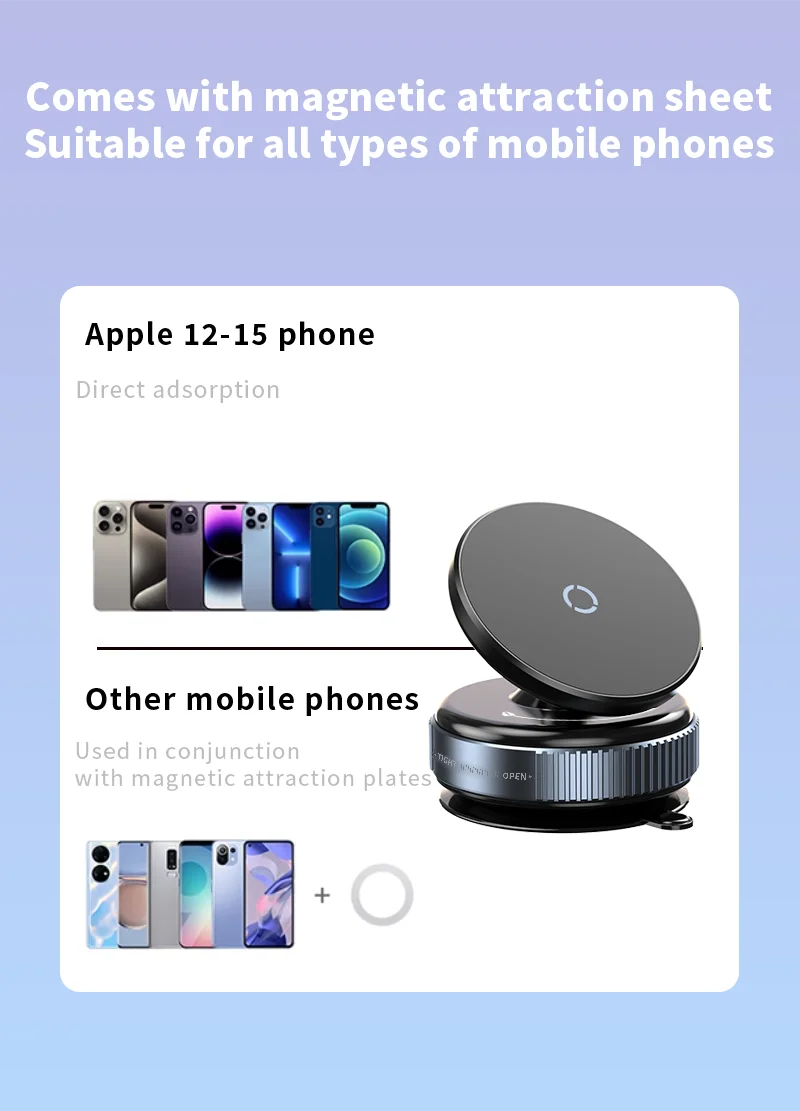 K009 Car Phone Holder Mechanical Vacuum Suction Cup Strong Magnetic Adsorption Bracket For Gym Kitchen Car Navigation Stand