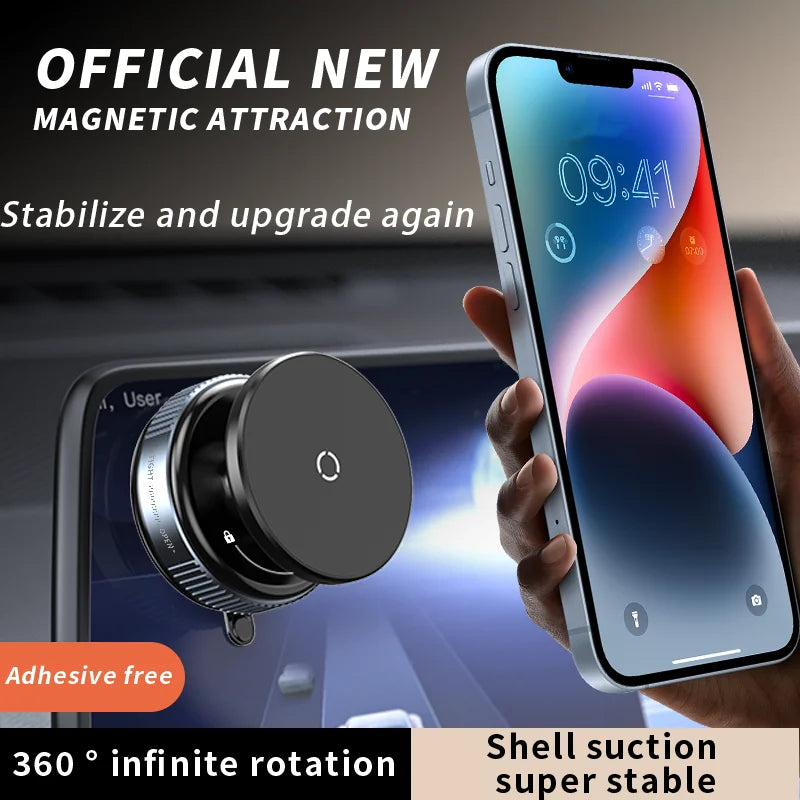 K009 Car Phone Holder Mechanical Vacuum Suction Cup Strong Magnetic Adsorption Bracket For Gym Kitchen Car Navigation Stand