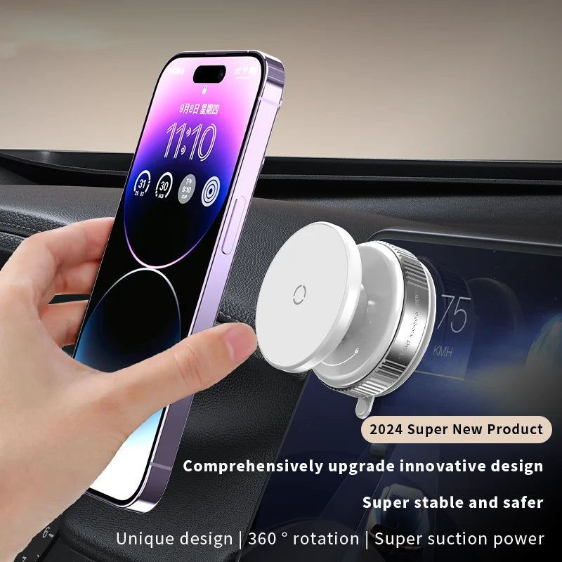 K009 Car Phone Holder Mechanical Vacuum Suction Cup Strong Magnetic Adsorption Bracket For Gym Kitchen Car Navigation Stand